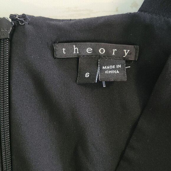 Theory Lylin Black 100% Silk Double Georgette Sleeveless Layered Mini Dress 6 - Picture 5 of 10